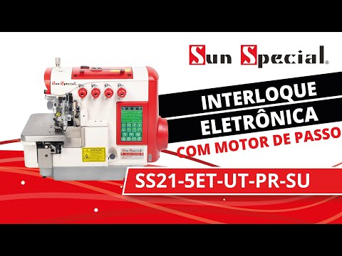 Máquina Costura Industrial Interlock Média Eletrônica SS21-5ET-UT-PR-SU 220v - Sun Special